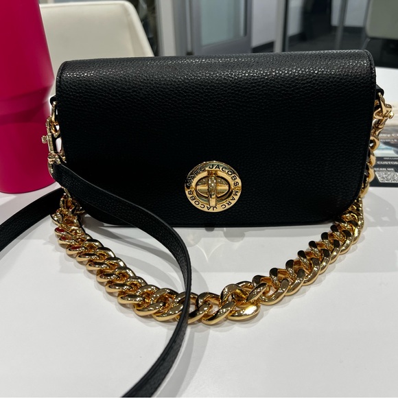 Marc Jacobs Handbags - Marc Jacobs Black and Gold Crossbody Bag with Chain Strap